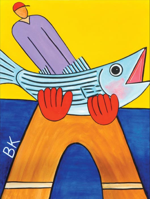 illustration painting man fish