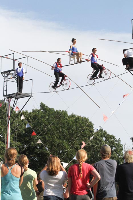 bicycle circus tight rope