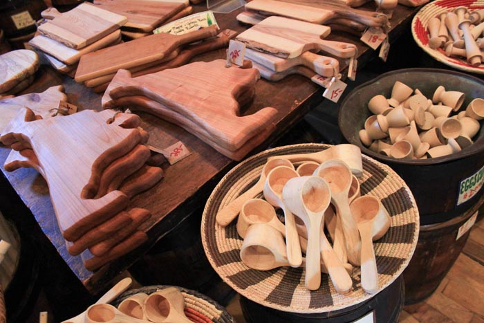 wood cutting boards spoons