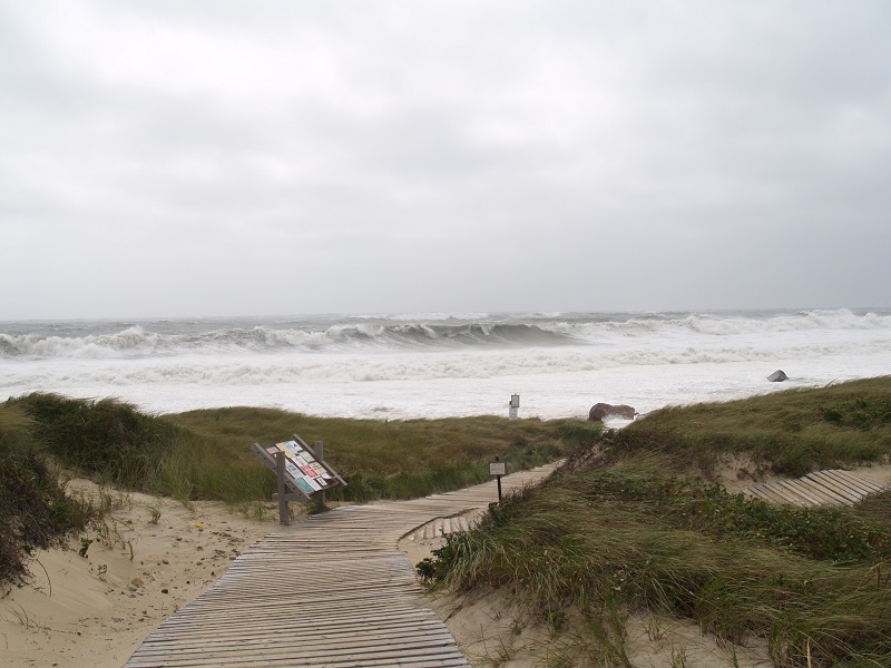 Waves batter Moshup beach Sunday