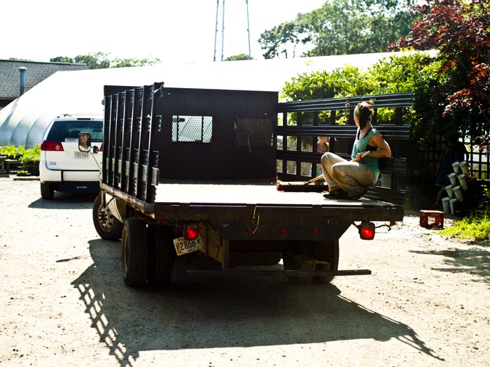 farm workers truck greenhouse