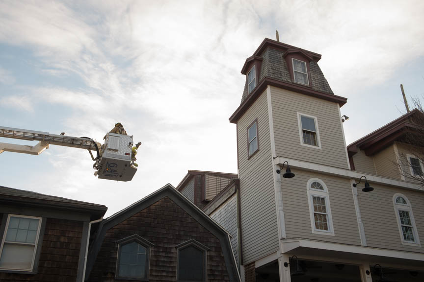 Firemen in the air.