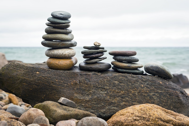 Rock cairns at Stonewall Beach, Chilmark. 