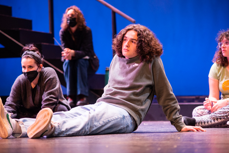 Jack Crawford (Marius) and fellow castmates receiving notes.