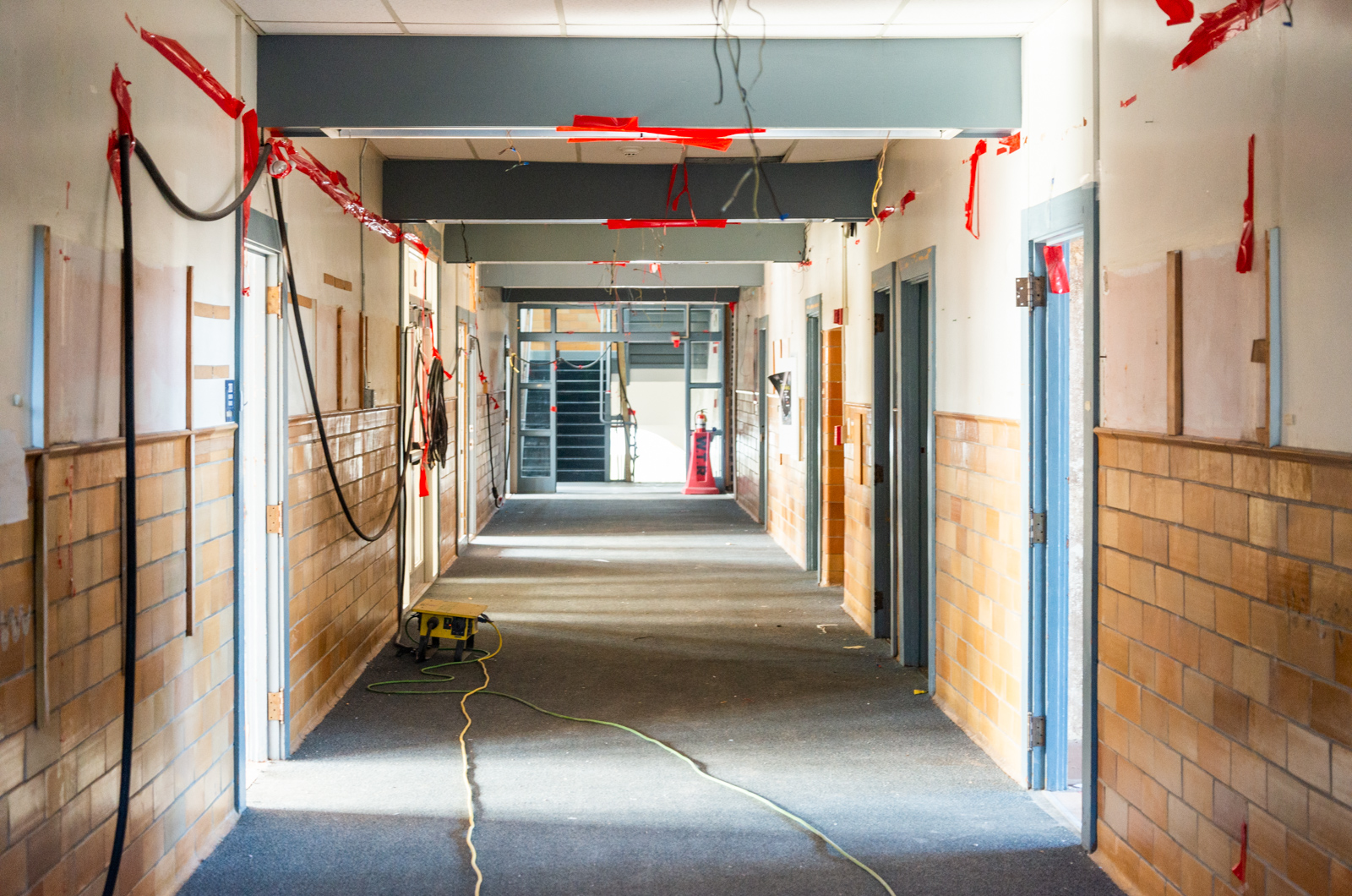 Looking down the main second floor hallway.