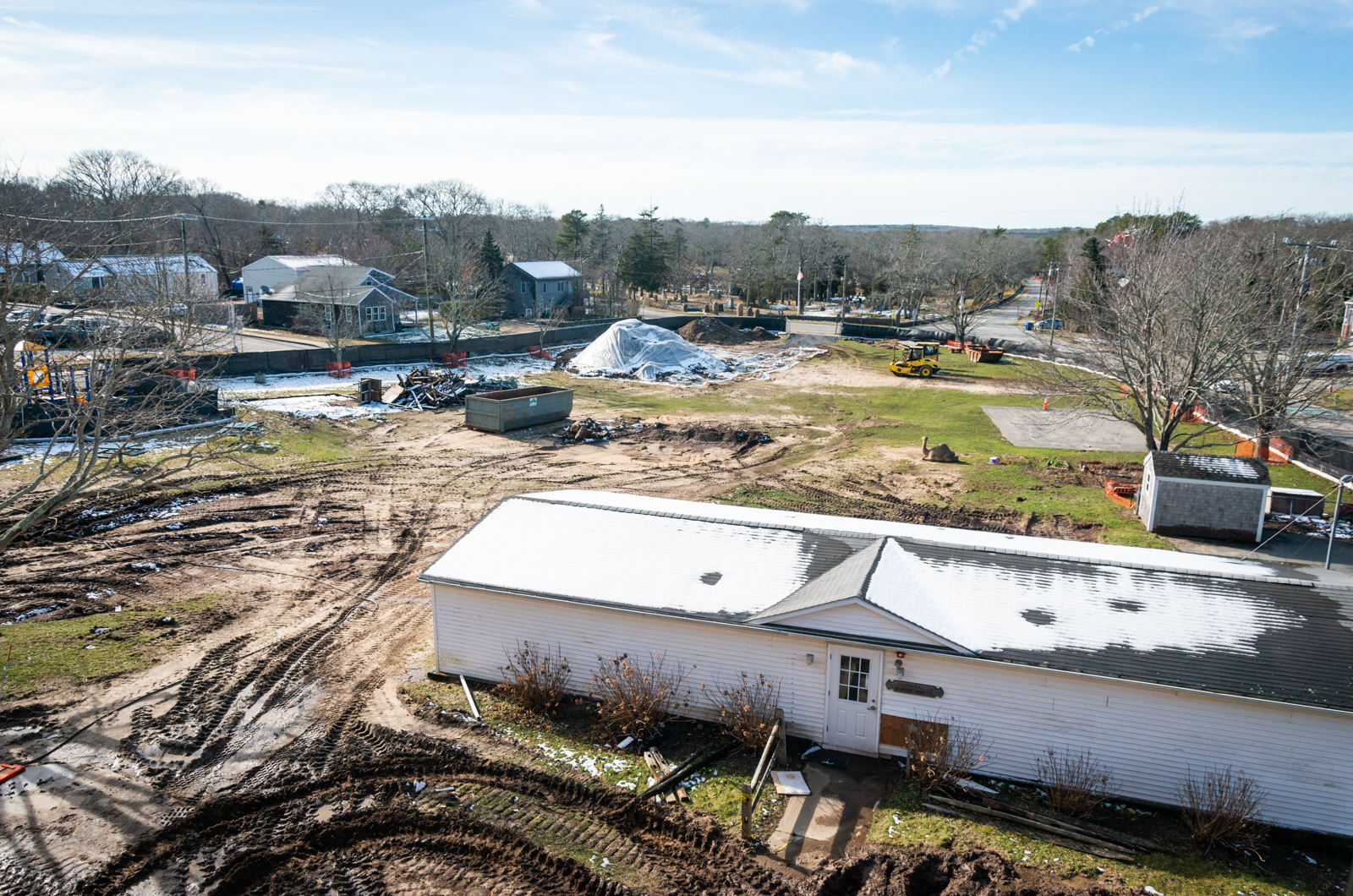 A view of the former playground and recess field from the second floor.