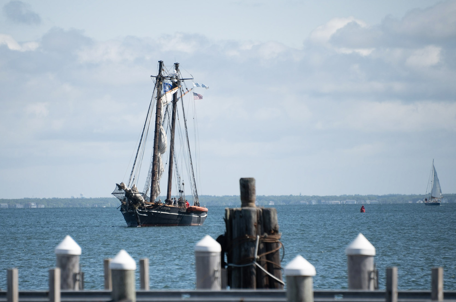 All sails furled and under diesel power to the dock.