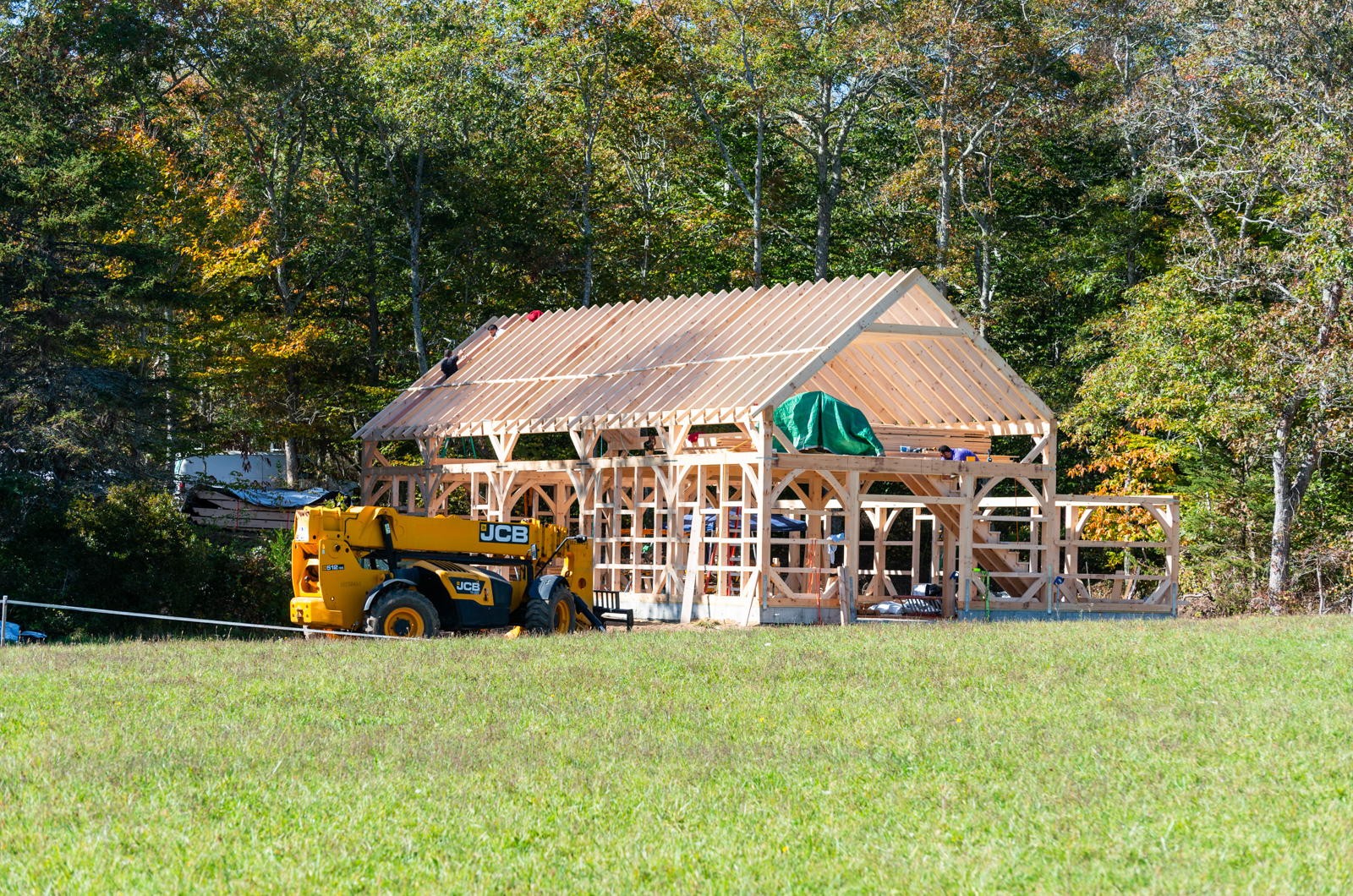 Roof rafters rise.