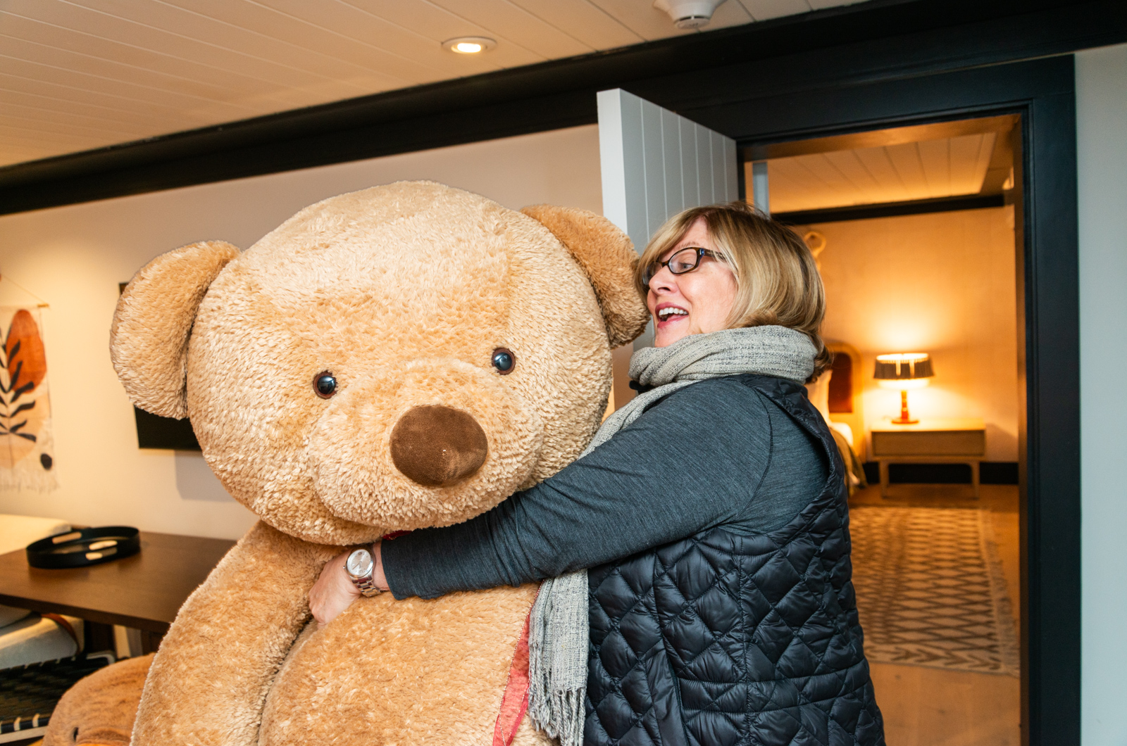 Wendy Harman with "Chappy" her favorite bear.