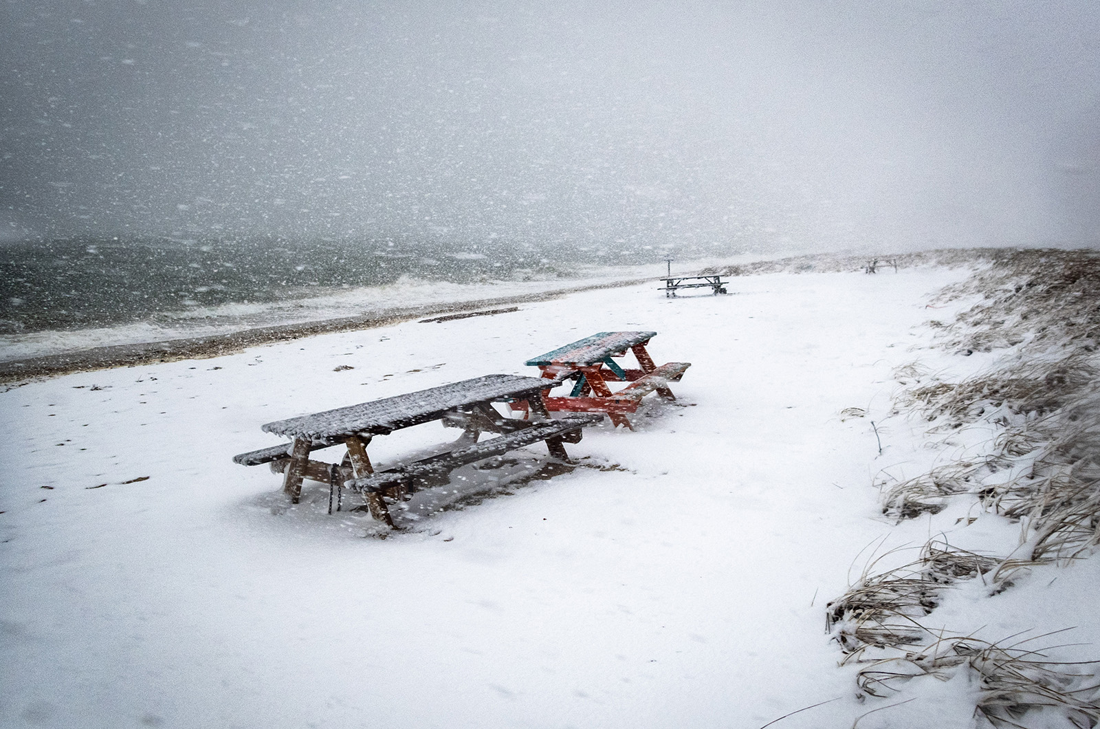 High winds also accompanied the snow.