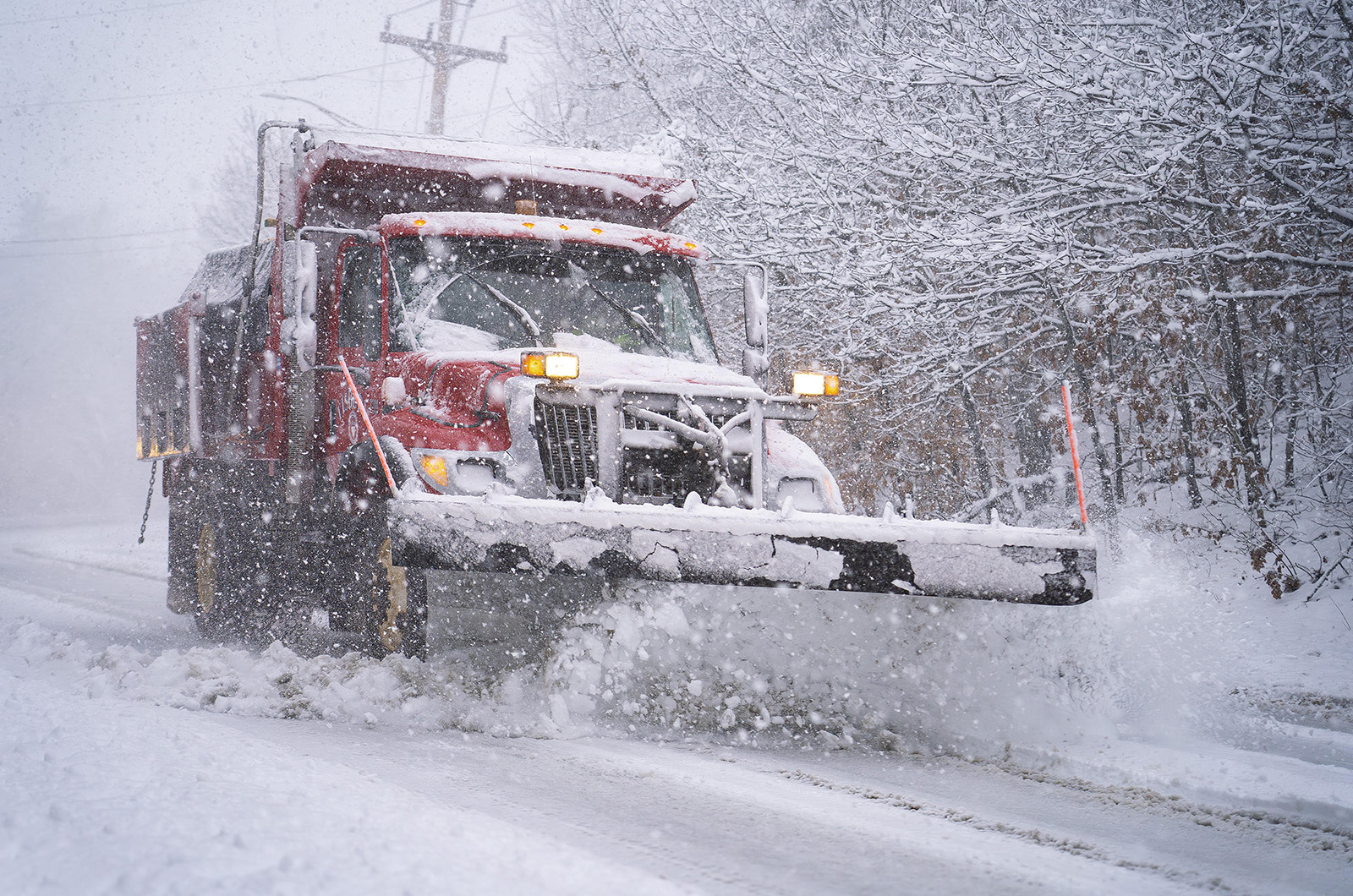 Snow plows were out in force.