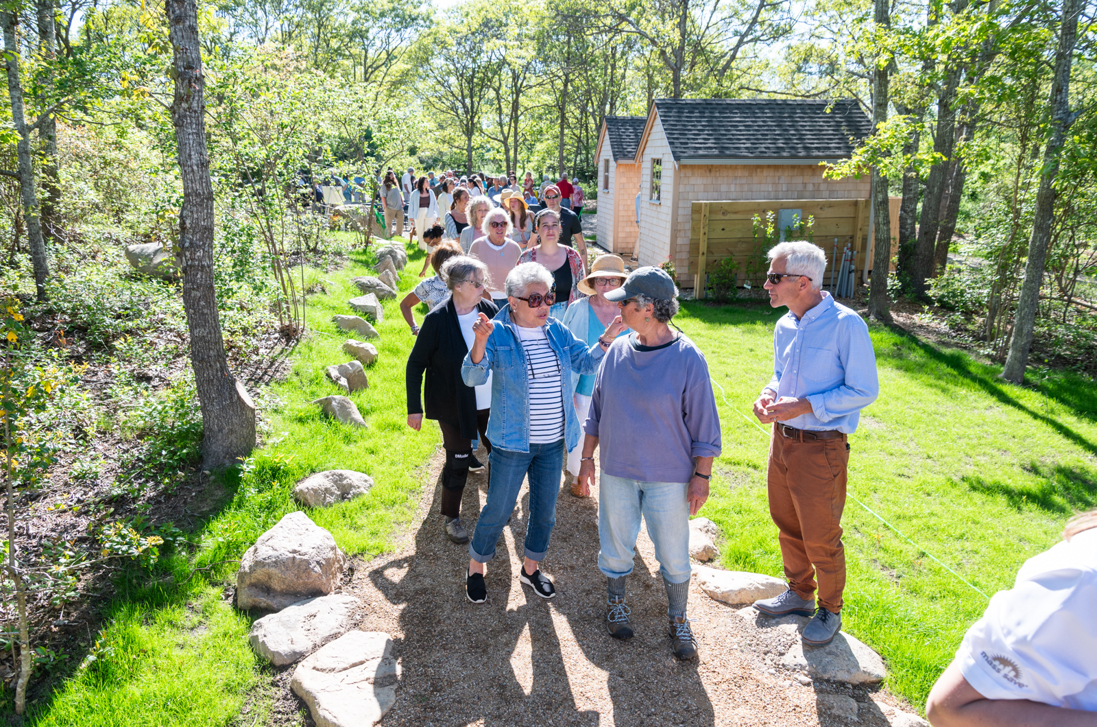 Guests make their way to tour the new buildings.