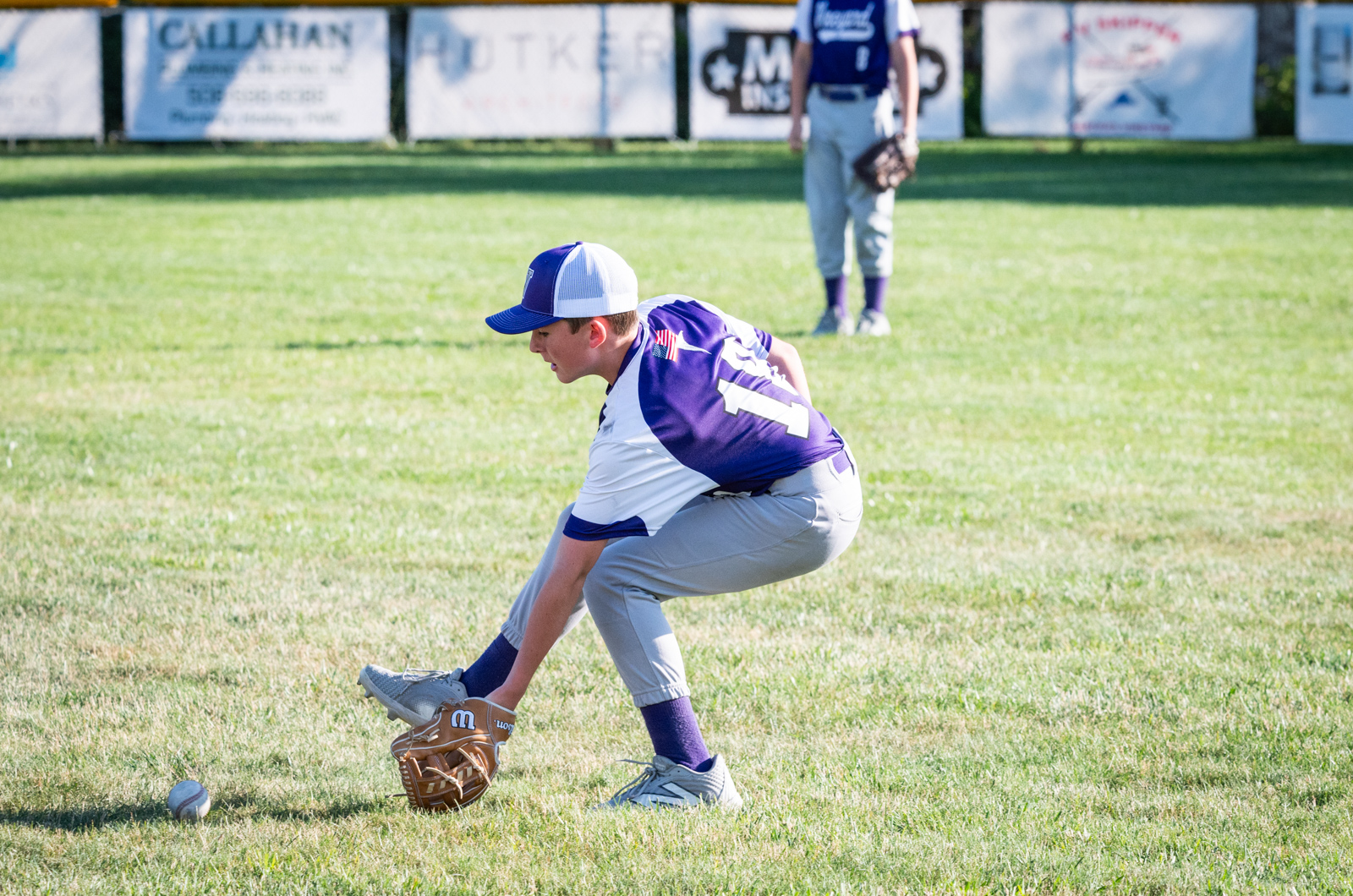 Jack Moriarty picking up a ground ball.