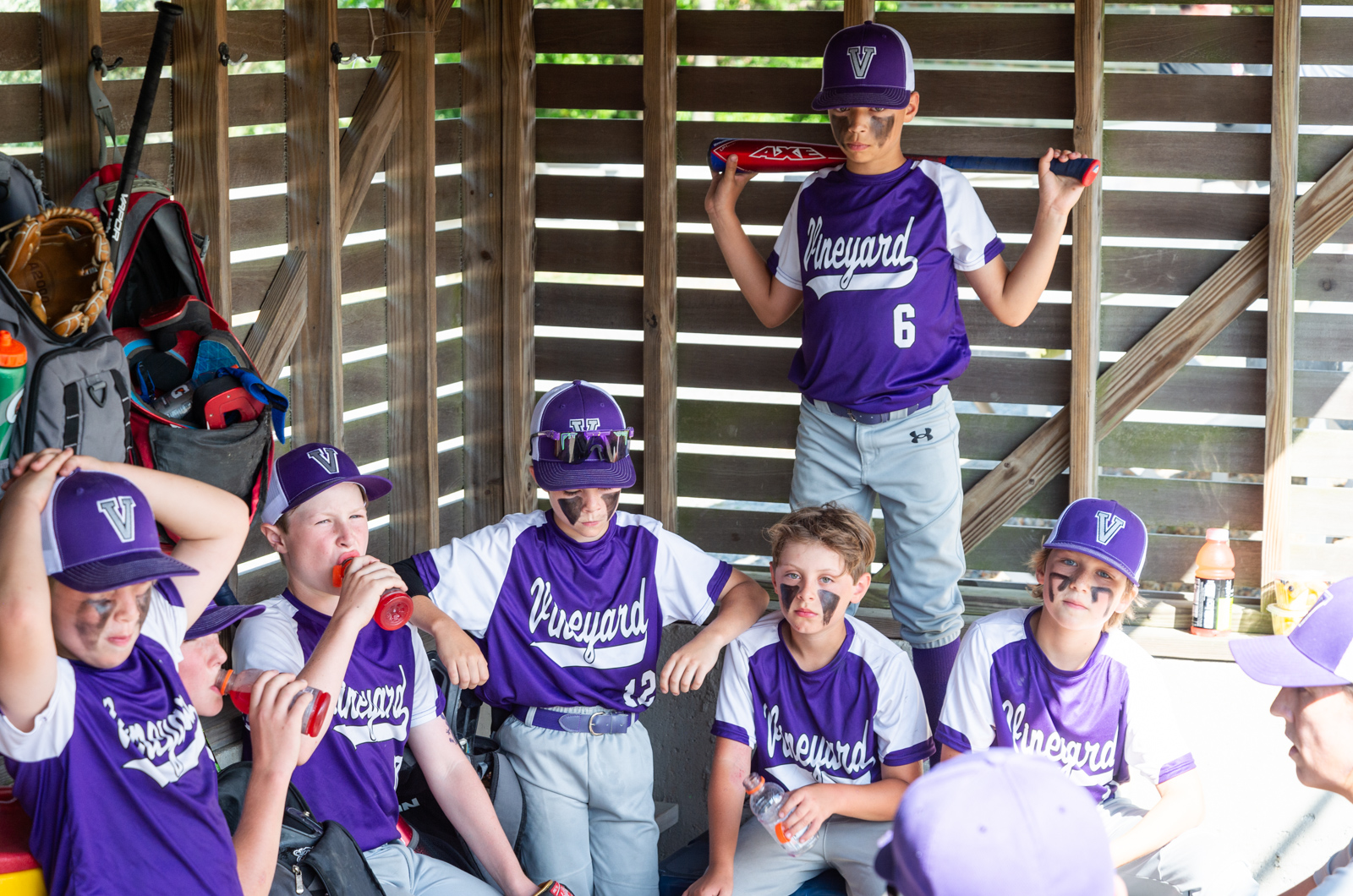 Little leaguers huddle up before the game.