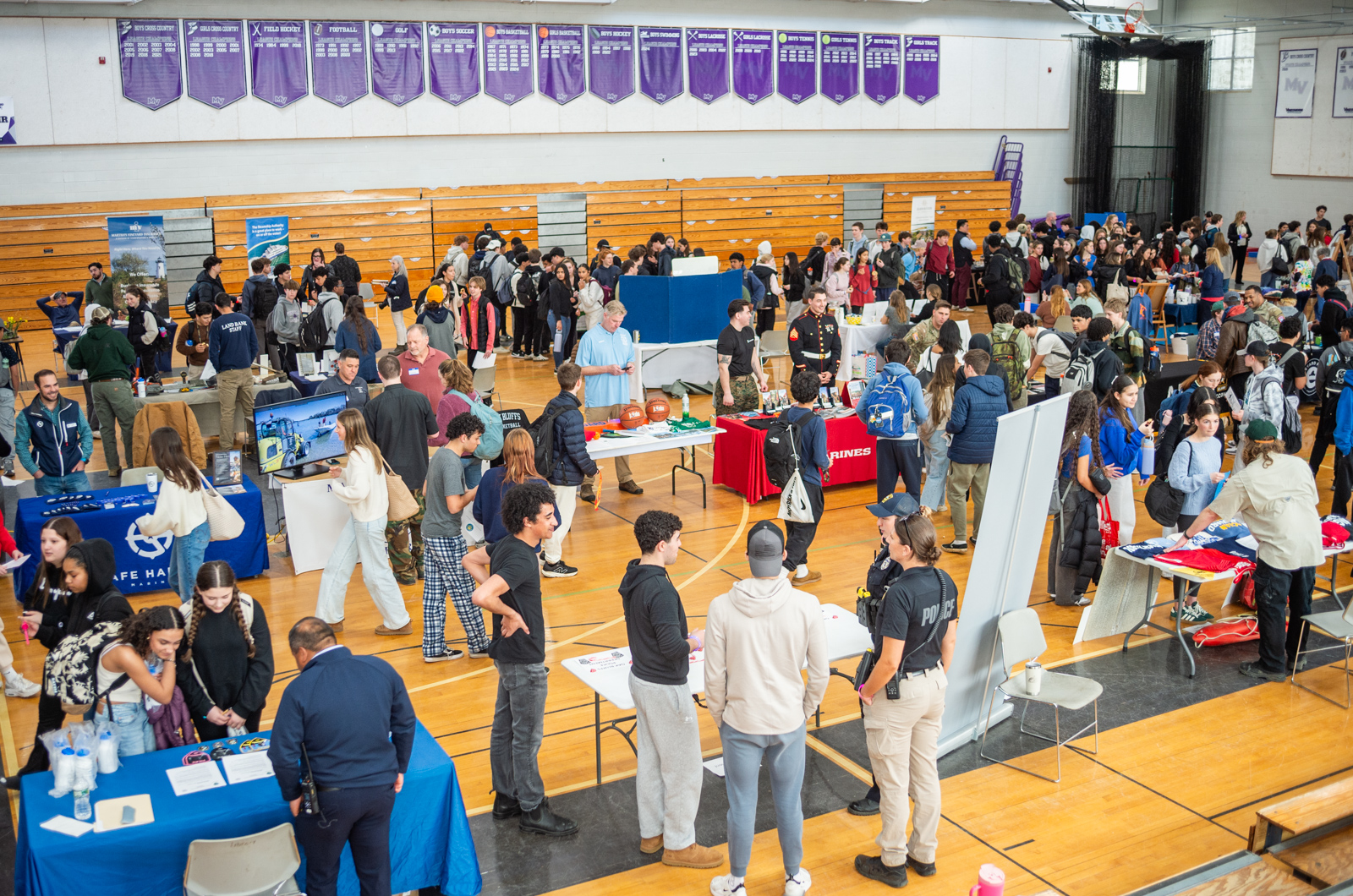 Students engaged with likely employers from all over the Island.