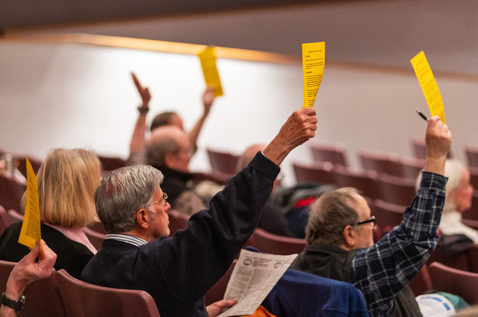 Oak Bluffs voters use yellow voting cards.