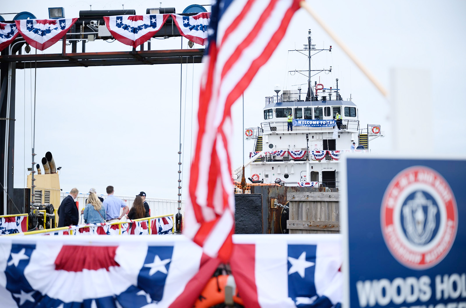 Crowds gather to welcome M/V Aquinnah.