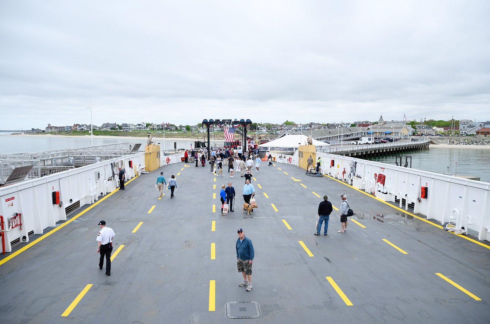 Visitors explore the new freight deck.