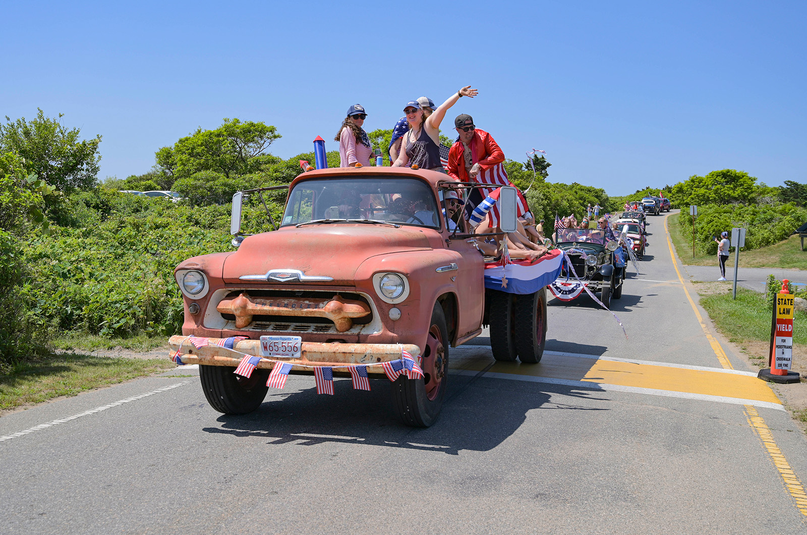 The Aquinnah parade makes its way around the circle.