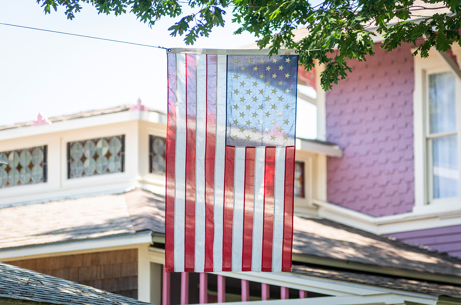 Old glory is flying around the Island today.