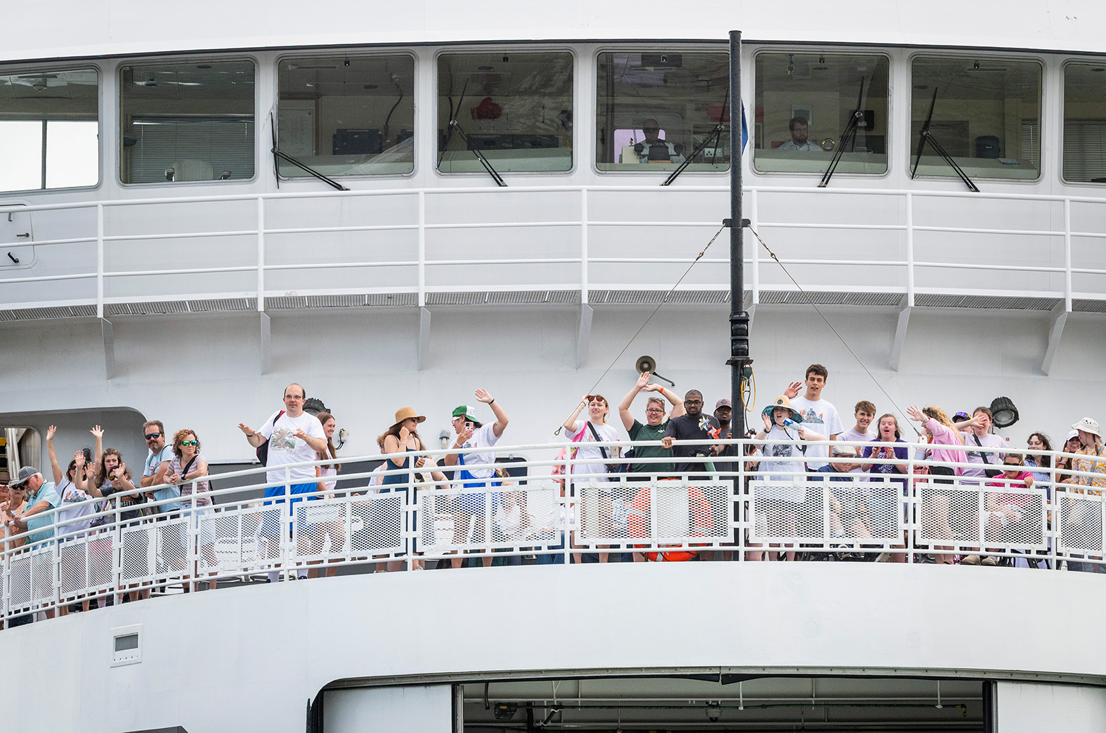 Campers can be seen as the ferry approaches.