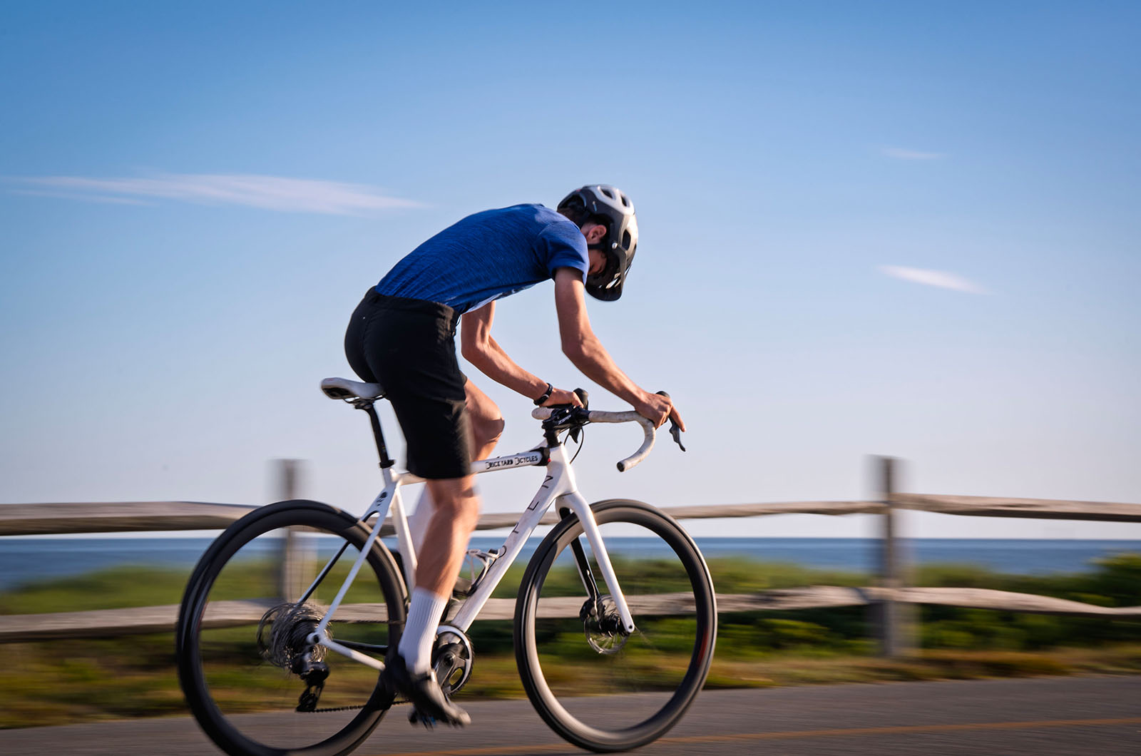 Pedaling hard in Katama.