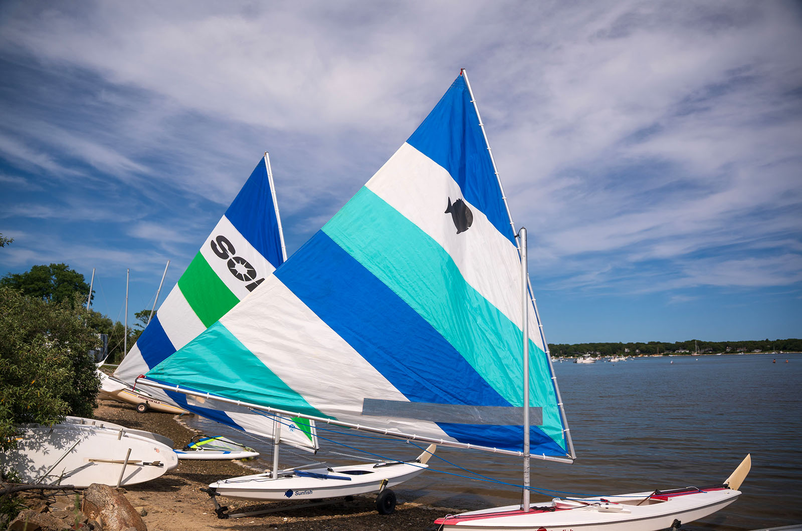 A pair of Sunfish ready for a sail.