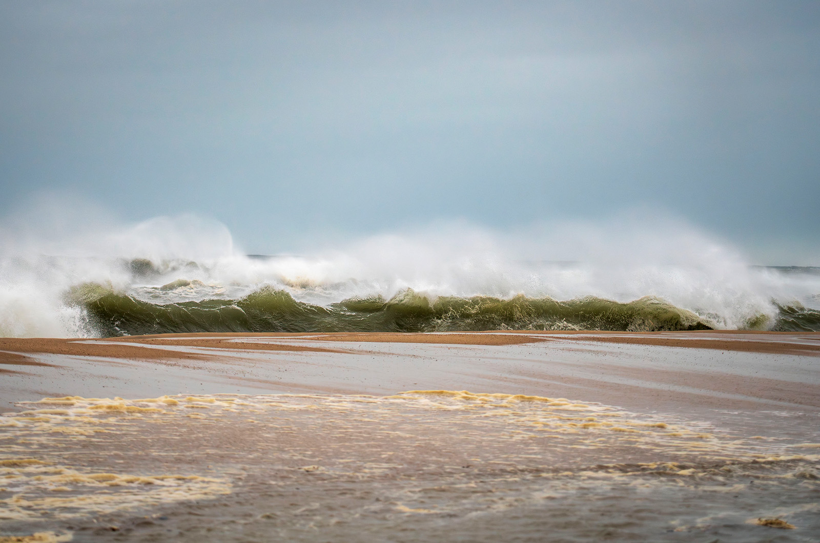 Waves crash on South beach.