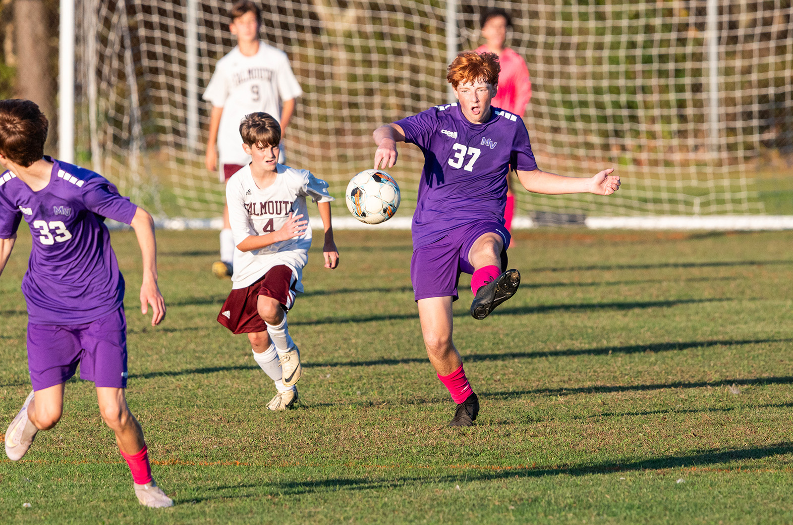 The junior varsity team playing Falmouth.