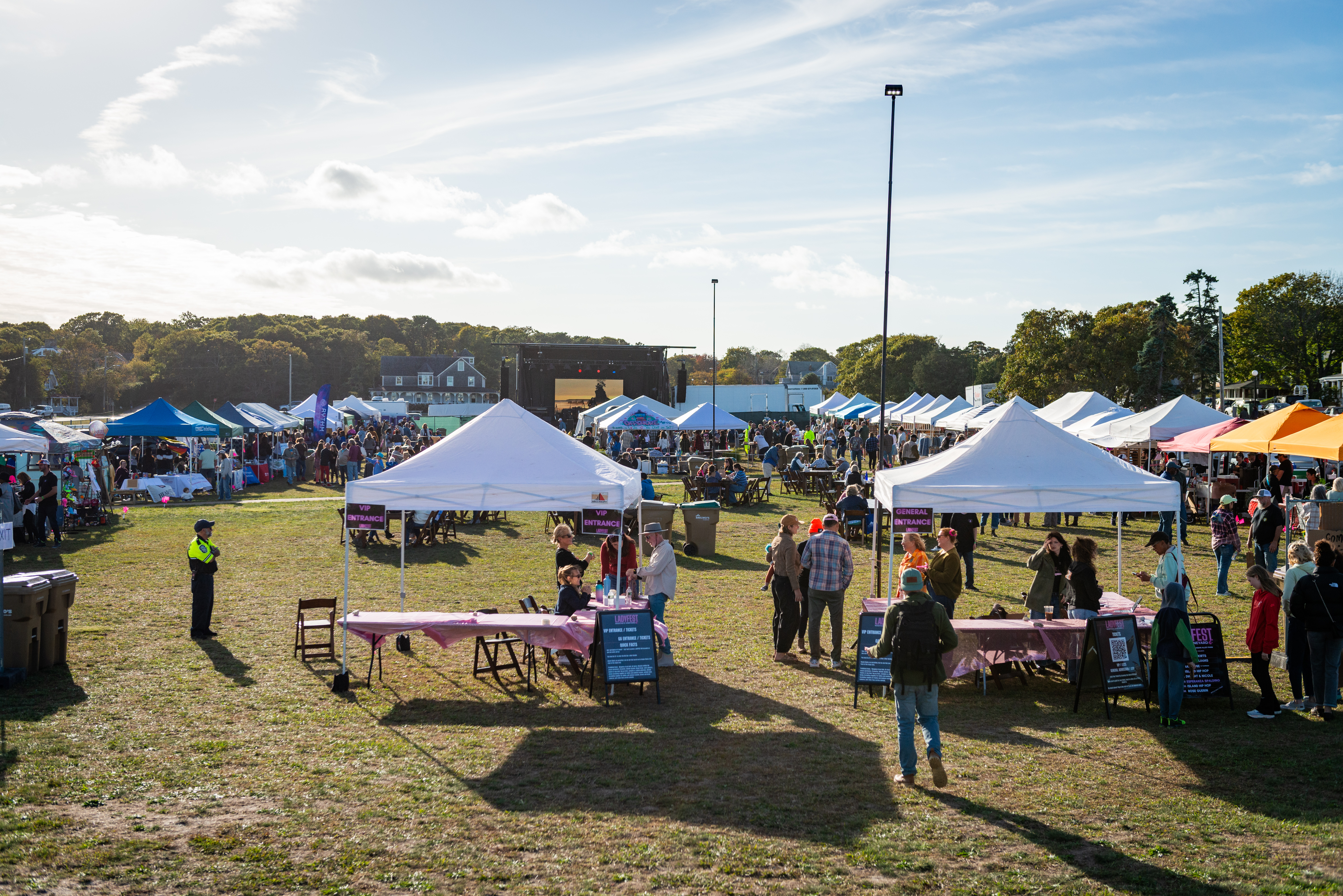Numerous vendors and performers line the festival grounds.