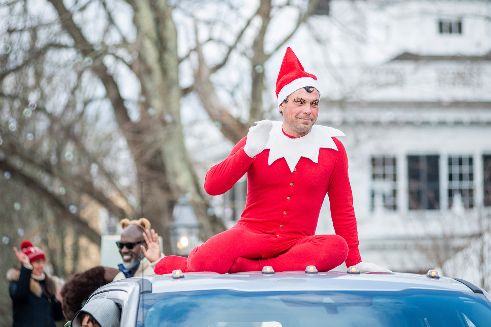 The elf was not on the shelf, but still watching over all.
