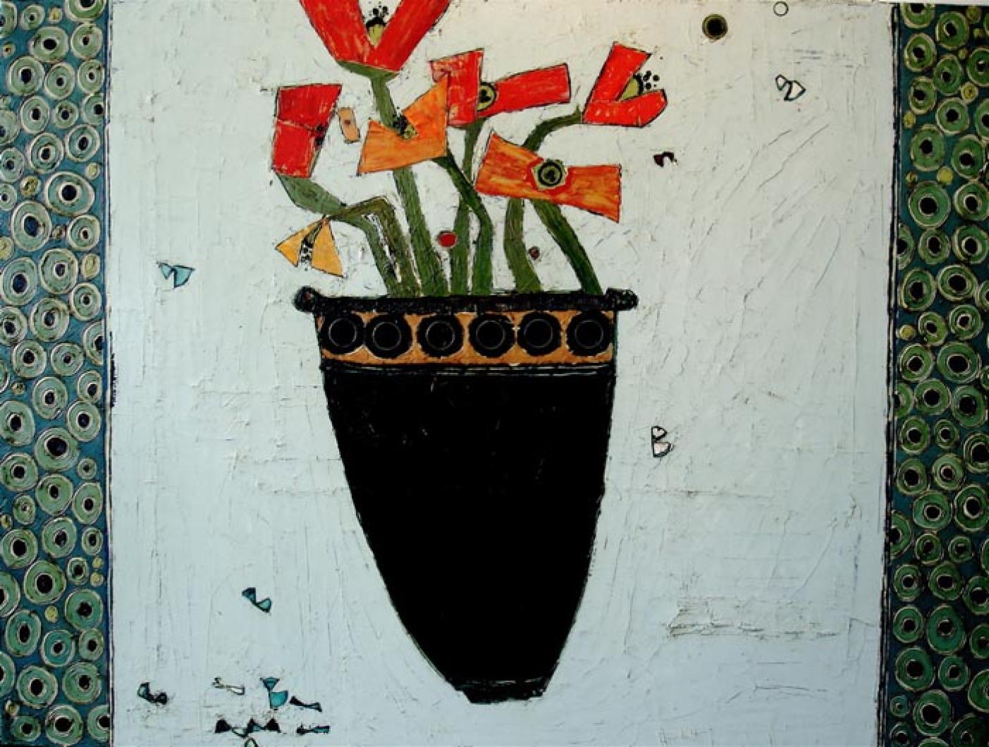 painting orange flowers pattern