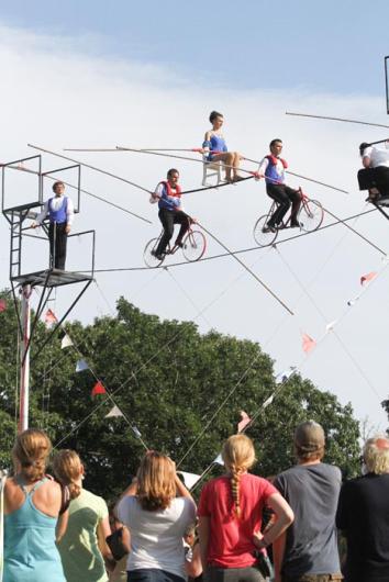 bicycle circus tight rope