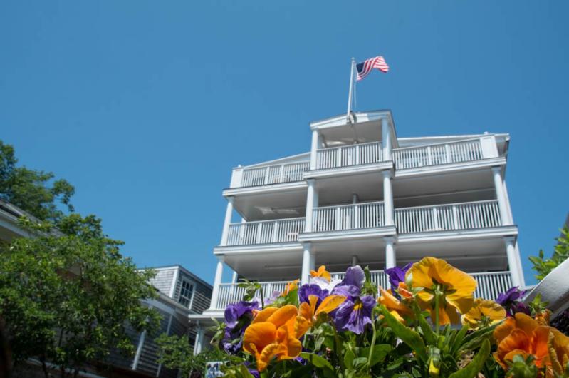 A flag, high aloft. North Water Street, Edgartown.