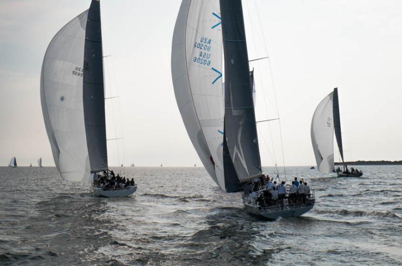 The winning sailboat has a great start.