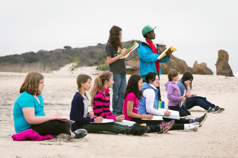 Martha's Vineyard Public Charter School class sketches at Lucy Vincent Beach.