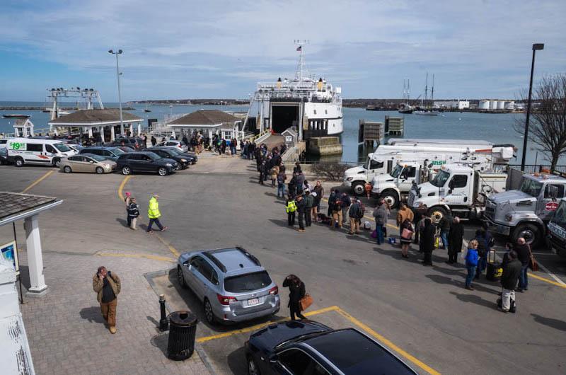 Long line awaiting the next ferry.