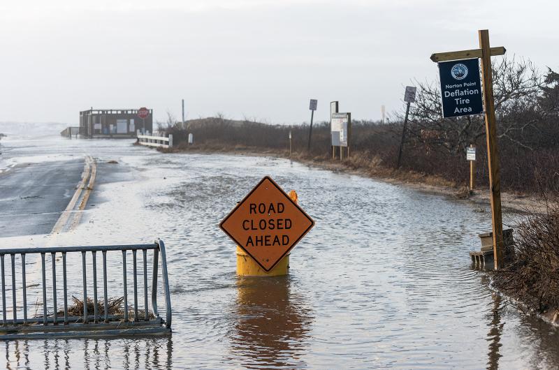 Katama road was closed close to Atlantic Drive by South Beach in Edgartown.