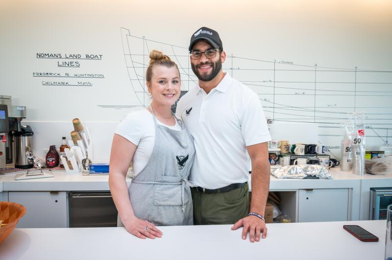 Aquila co-owners Jennifer Straub and Del Araujo in their new location.