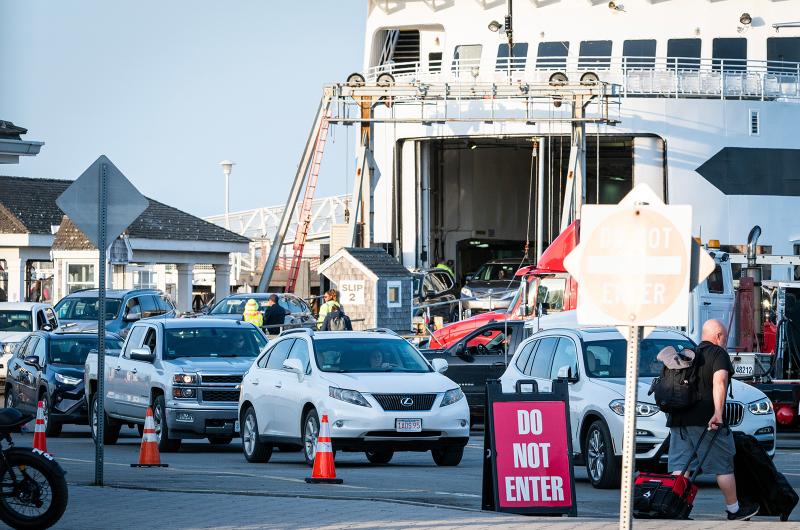 A throng of activity around the Vineyard Haven terminal.