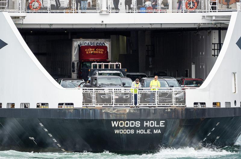 The Woods Hole coming into Vineyard Haven Harbor.