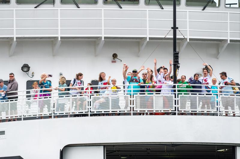The big welcome at the dock is an annual tradition.