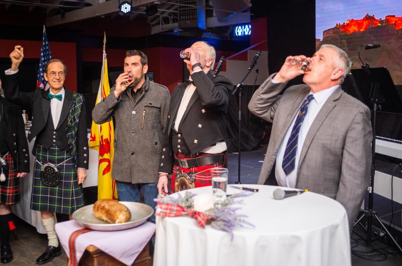 A toast is drank to the haggis.