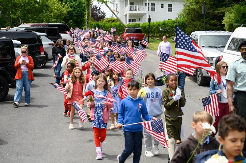 Tisbury School students gather at Owen Park.
