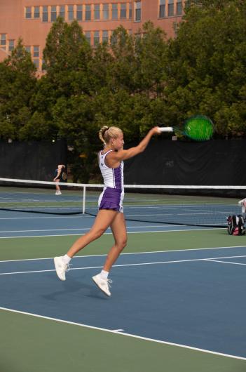 Laina Dubin rises up to meet the ball.
