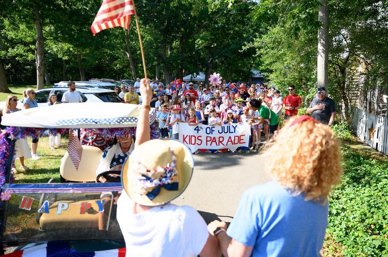 Encouraging the young marchers.