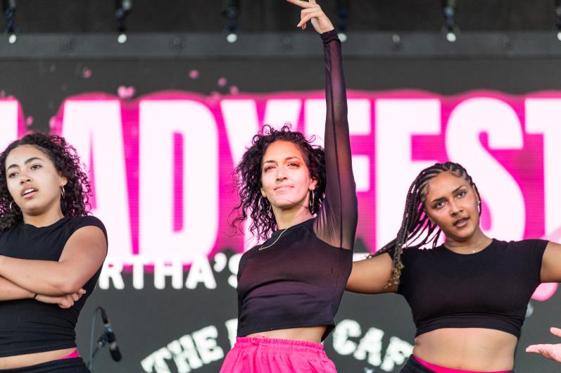 Striking a pose for LadyFest.