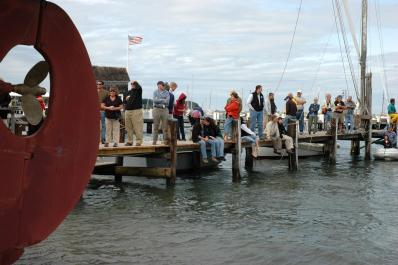 crowd on dock