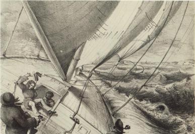 BW boat sailing