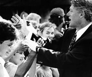 Bill Clinton BW crowds